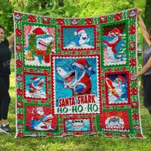 Baby Shark Xmas  Quilt Home Decor  Quilt